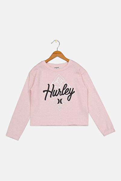 Hurley سويت شيرت رياضي بأكمام طويلة للبنات الصغار، مجموعة وردية
