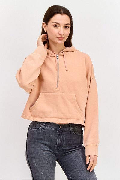 Roxy Women Long Sleeves Hooded Sweatshirt, Peach