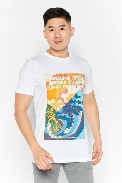 Puma Men Sportswear Fit Short Sleeve Outdoor T Shirt, White Combo