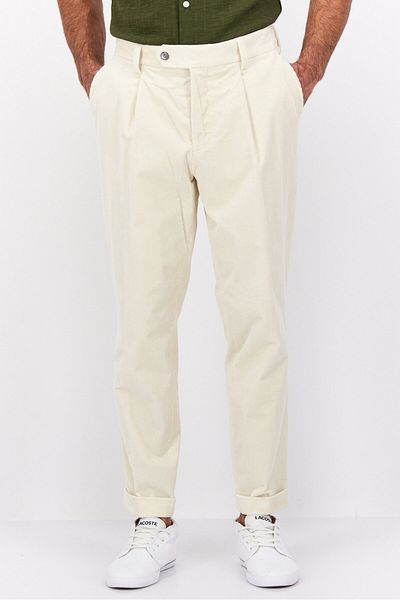 BOSS Men Relaxed Fit Solid Corduroy Pants, Cream
