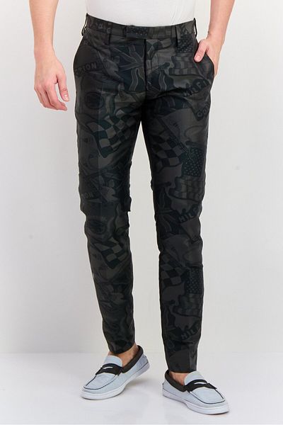 Hilfiger Collection Men Classic Fit Allover Print Straight Leg Pants, Dark Grey