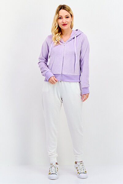 Bebe Women Hood With Drawstring Long Sleeve Embellished Logo Sweatshirts, Pastel Lilac