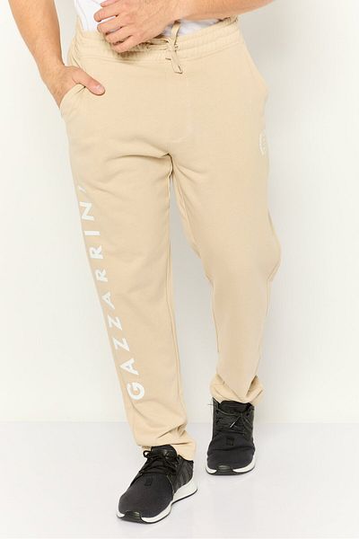 GAZZARRİNİ Men Regular Fit Drawstring Brand Logo Sweatpants, Beige