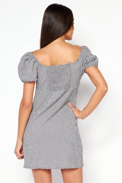 Riley & Rae Women Boat Neck Short Sleeves Mini Dress, Black