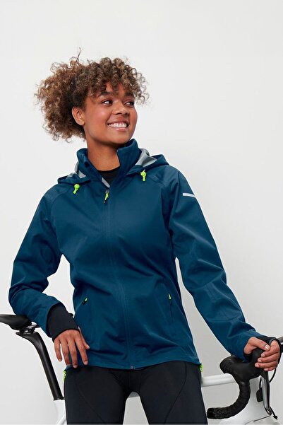 Tchibo Women Plain Rain Coat, Teal Blue