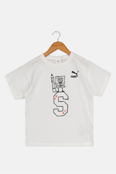 Puma Kids Boy Sportwear Graphic T Shirt, White Combo