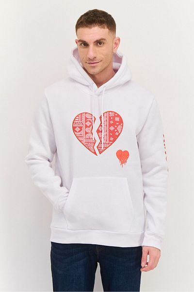 Members Only Men Hooded Graphic Long Sleeves Sweatshirt, White