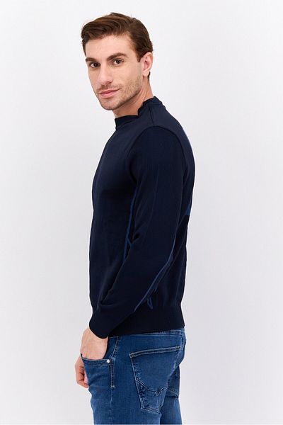 freesoul Men Crew Neck Plain Long Sleeve Sweatshirt, Navy Blue