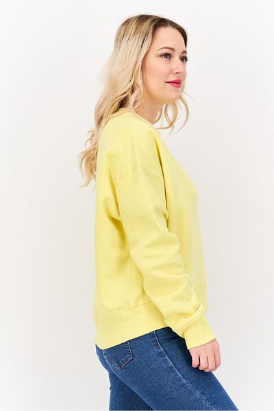 Esprit Women Crew Neck Long Sleeves Brand Logo Sweatshirt, Yellow