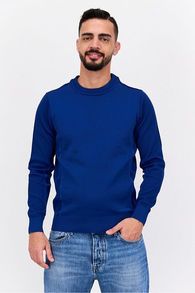 freesoul Men Crew Neck Long Sleeve Solid Sweatshirt, Blue