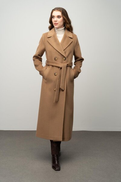 Olcay K. KAMEL 3055 - Exclusive Double Breasted Coat with Point Detail