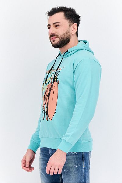 Goliath Men Hooded Long Sleeve Graphic Print Sweatshirt, Turquoise