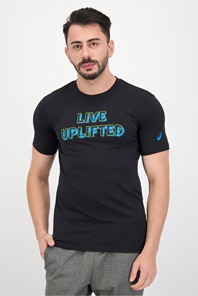 Asics Men Regular Fit Short Sleeve Training T-Shirt, Black Combo