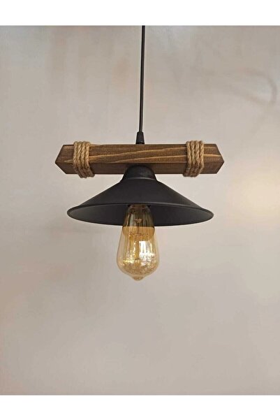 Ömür Avize Apollo Modern Tekli Siyah Ahşap Avize [ Ampulsüz]