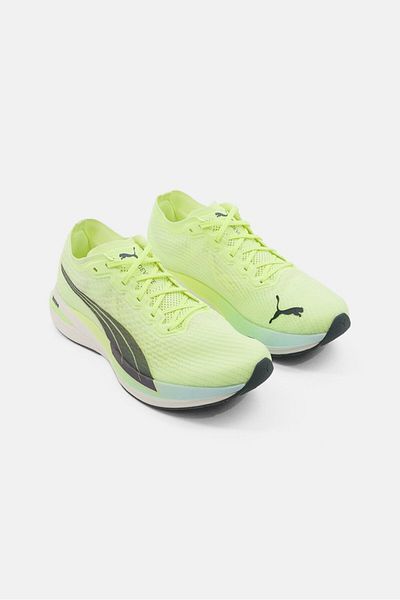 Puma Men Deviate Nitro Lace Up Running Shoes, Lime