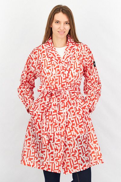 Aigle Women Allover Print Belted Long Sleeve Jacket, Red