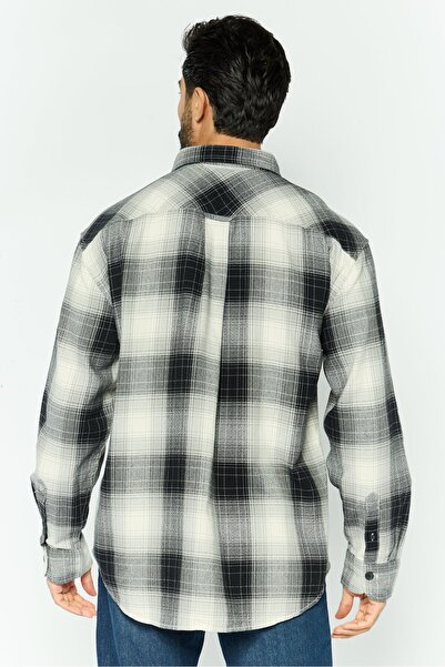 Gant Men Relaxed Fit Plaid Long Sleeve Casual Shirt, Black