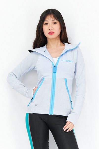 adidas Women Sportswear Fit Full Zip Long Sleeve Training Sweatshirt, Blue