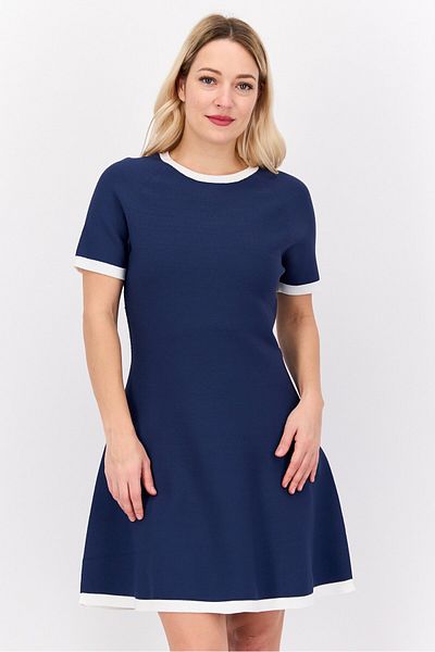 Esprit Women Knitted A-line Dress, Navy Blue