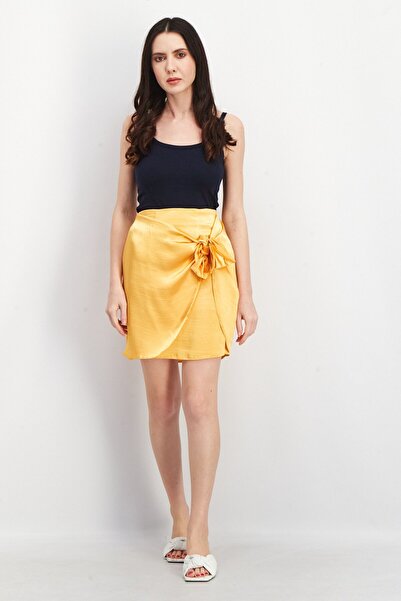 Asos Design Women Solid Mini Skirt, Orange