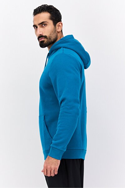 Esprit Men Hooded Long Sleeve Brand Logo Sweatshirt, Teal Blue