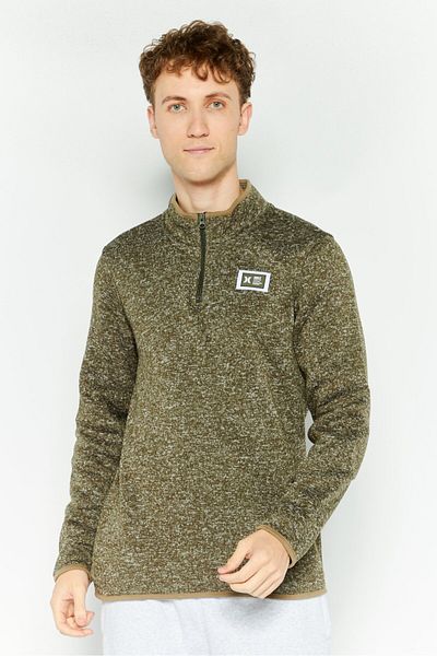 Hurley Men Mock Neck Brand Logo Sweatshirt, Olive Combo