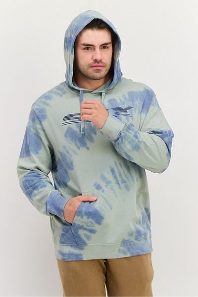 SKECHERS Men Sportswear Fit Long Sleeves Outdoor Sweatshirt, Blue Tie Dye