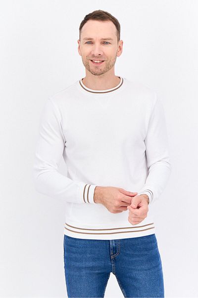 Soriana Men Crew Neck Solid Long Sleeve Sweatshirts, White