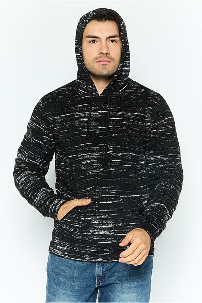 BKC Men Hooded Brand Logo Long Sleeves Sweatshirt, Black