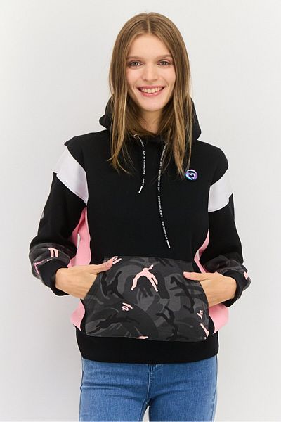 Aape By A Bathing Ape Women Brand Logo Long Sleeves Sweatshirt, Black Combo