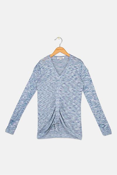 Steve Madden Kids Girl Eyelet Long Sleeve Sweater, Purple