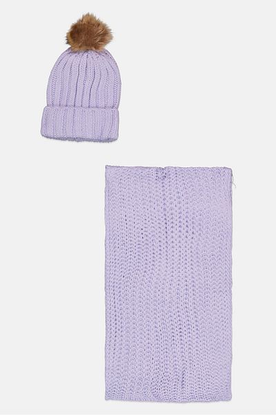Rampage Women 2 Pieces Knitted Scarf And Beanie Set, Purple