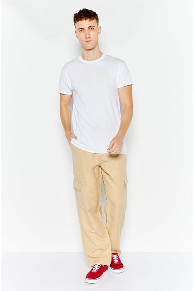 Esprit Men Regular Fit Solid Cargo Pants, Light Tan