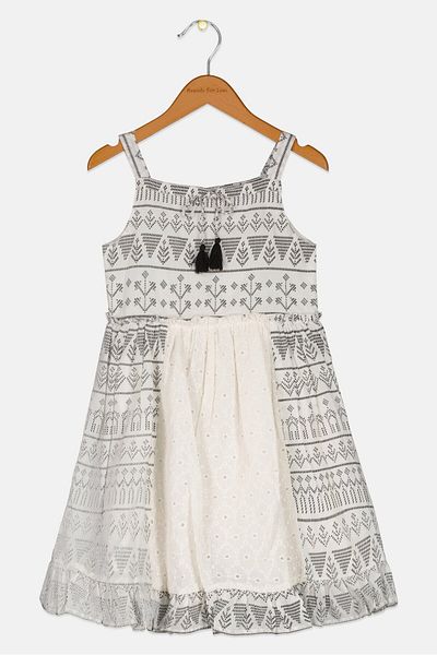 Miss Kids Girl Allover Print Dress, White