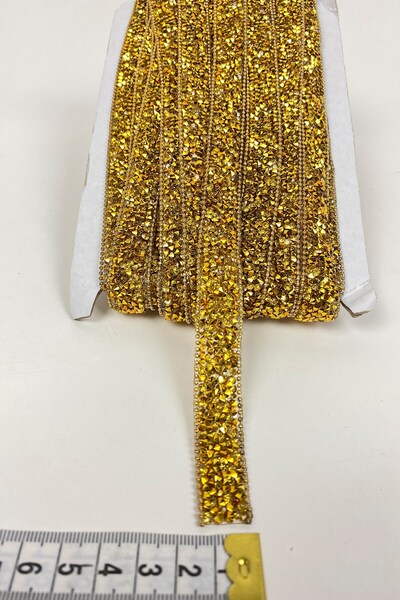 Hayalperest boncuk Ütüyle Yapışan Taşlı Zincirli Şerit Aplik