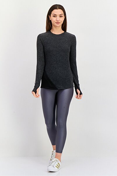 Nine West Women Sportswear Fit Long Sleeves Training Top, Dark Grey