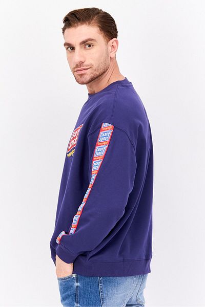 WRANGLER Men Crew Neck Long Sleeve Graphic Print Sweatshirt, Blue