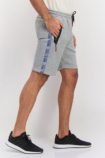 Brave Soul Men Brand Logo Basic Shorts, Grey