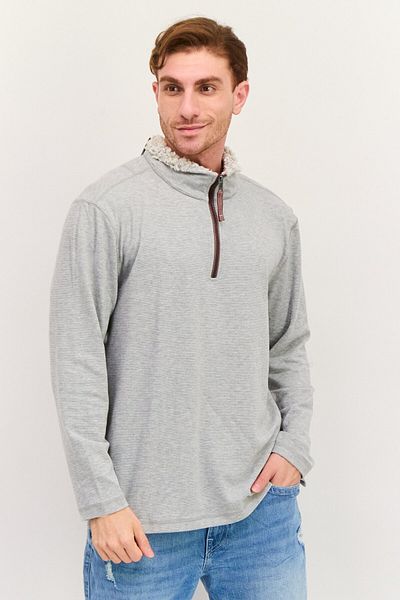 True Grit Men Mock Neck Heather Sweater, Grey