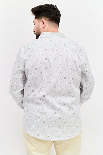 Perry Ellis Men Regular Fit Floral Print Long Sleeve Casual Shirt, White