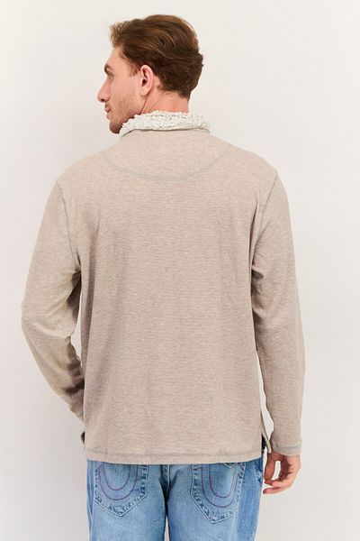 True Grit Men Mock Neck Heather Sweater, Khaki
