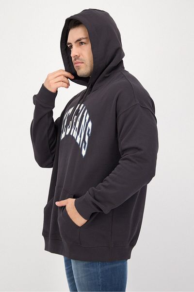 Lee Men Hooded Long Sves Varsity Sweatshirt, Washed Black