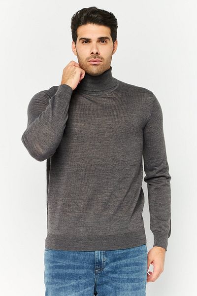 Sorbino Men Turtle Neck Textured Long Sleeves Sweatshirt, Dark Grey