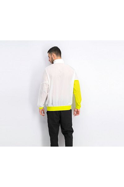New Balance Men Quarter Zip Long Sleeve Windbreaker Training Jacket, White And Lime Green