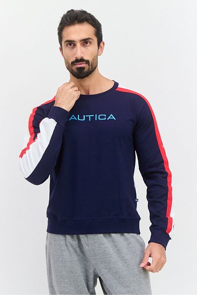 Nautica Men Sportswear Fit Outdoor Long Sleeve Sweatshirt, Navy Blue