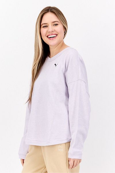 Puma Women Crew Neck Yoga Long Sleeve Sweatshirt, Lavender