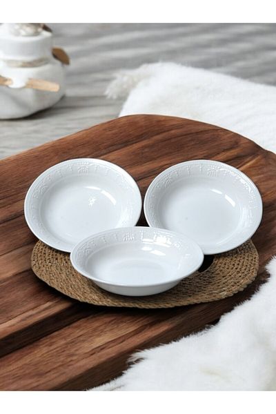 Kütahya Porselen Lidya White Porcelain Pit Dinner Plate 17 cm - 6 Pieces