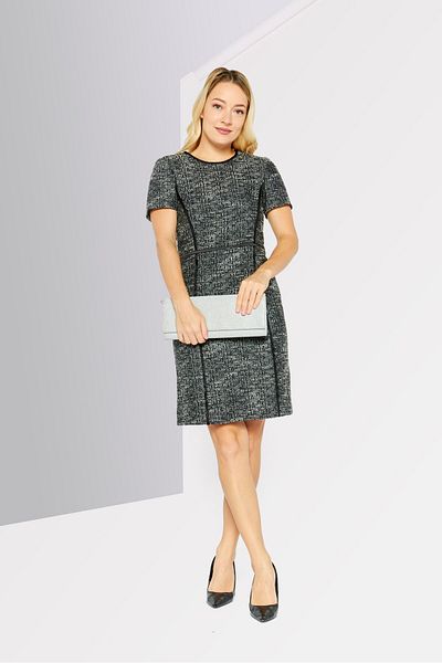 Karl Lagerfeld Women Short Sleeve Textured Mini Dress, Black