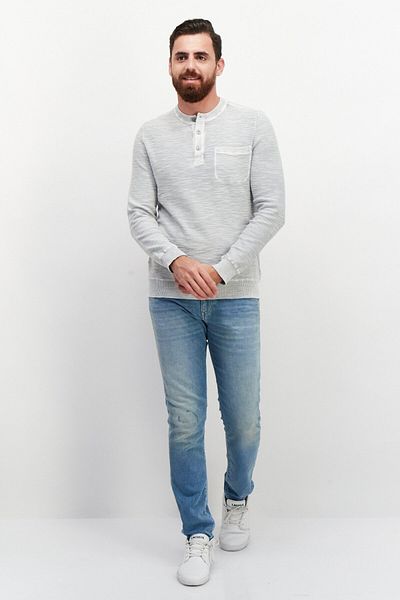 True Grit Men Crew Neck Long Sleeve Knitted Sweatshirt, Grey