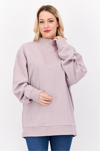 Esprit Women Funnel Neck Textured Long Sleeves Sweatshirt, Mouve